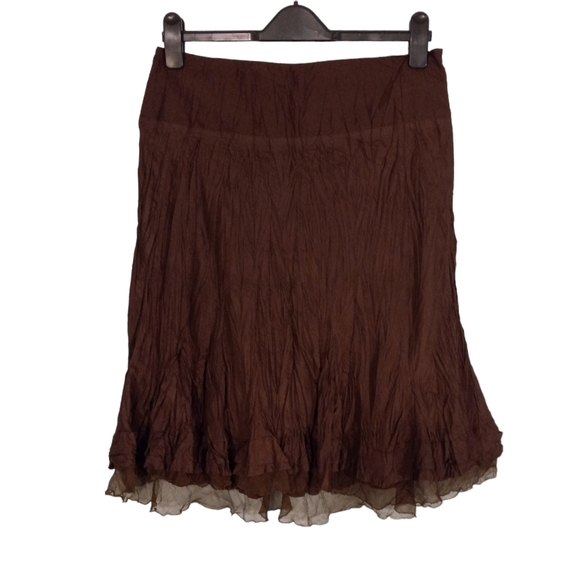 Tristan & Iseut Crinkle Frill Hem Midi Skirt | US 8 - Picture 2 of 5